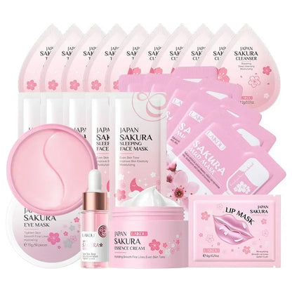 24pcs Sakura Skin Care Set Eye & Lip Masks Serum
