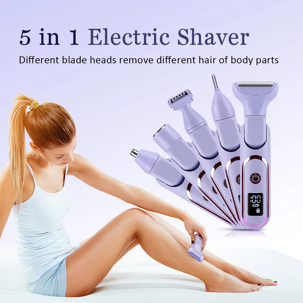 5-in-1 Electric Shaver for Women Cordless Hair Trimmer
