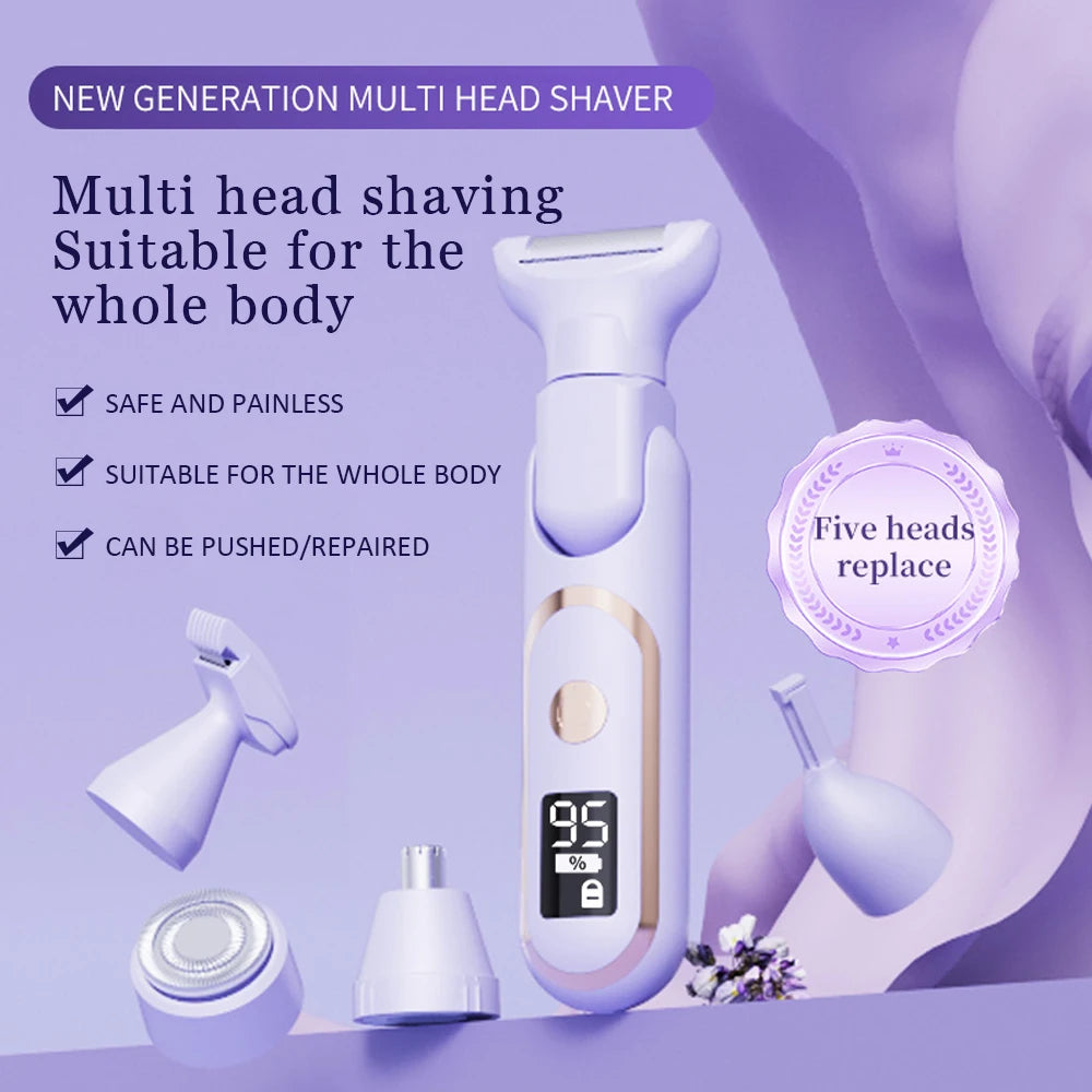 5-in-1 Electric Shaver for Women Cordless Hair Trimmer
